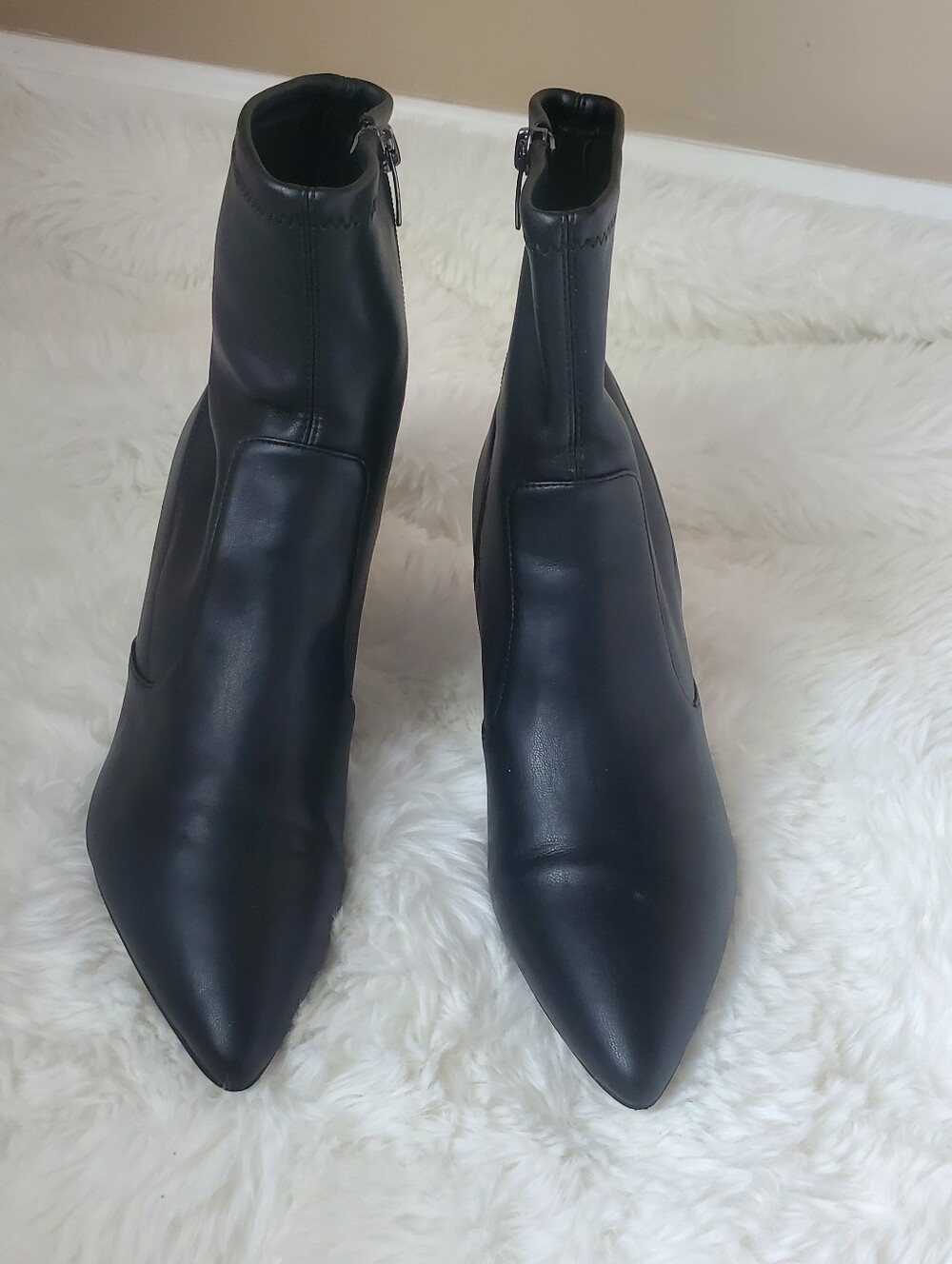 Marc Fisher Black Pointed Toe Ankle Booties with Side Zipper